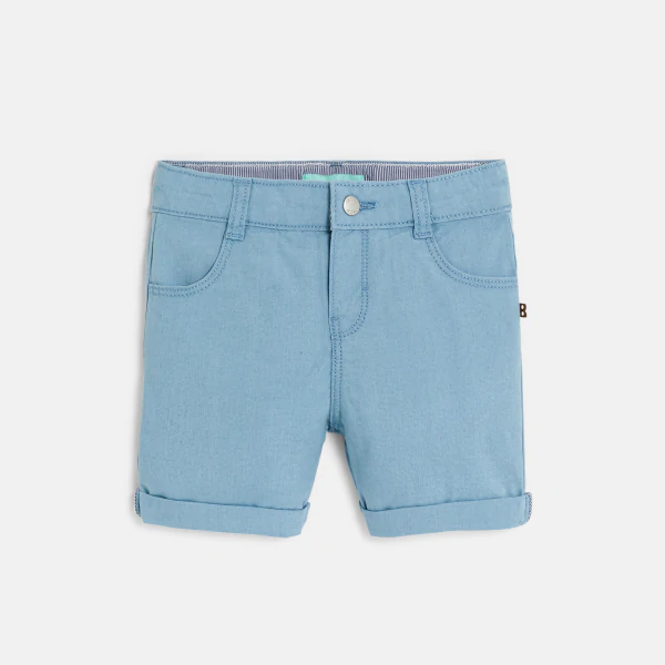 Baby boy's blue patterned cotton Bermuda shorts