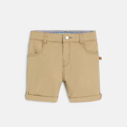 Baby boy's light beige patterned cotton Bermuda shorts