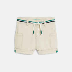 Baby boy's white shorts with pockets and an elasticated waist.