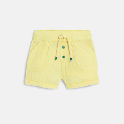 Baby boy's lightweight yellow crinkle cotton shorts