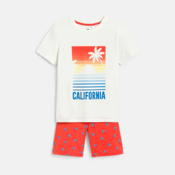 Boy's white jersey 2-piece pyjamas