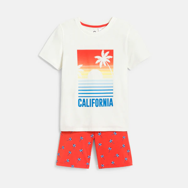 Boy's white jersey 2-piece pyjamas