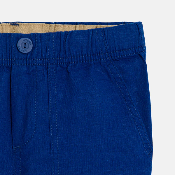 Boy's blue linen blend elegant Bermuda shorts