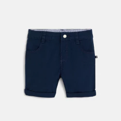 Baby boy's navy patterned cotton Bermuda shorts