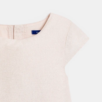 فستان أنيق من القطن والكتان اللامع باللون الوردي الفاتح للفتيات