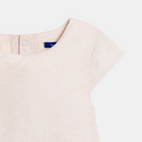 فستان أنيق من القطن والكتان اللامع باللون الوردي الفاتح للفتيات فستان أنيق من القطن والكتان اللامع باللون الوردي الفاتح للفتيات