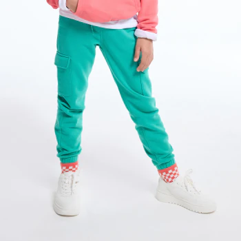 Boy's plain green joggers with cargo pockets