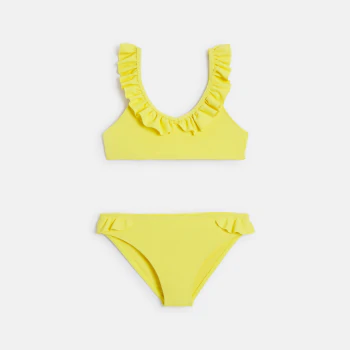 Girls' yellow ruffle bikini