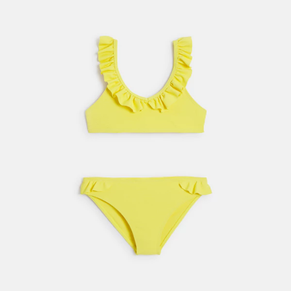 Girls' yellow ruffle bikini