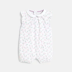 Baby girl's short white floral romper suit