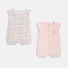 Baby girl's pink ruffled romper suit (set of 2)