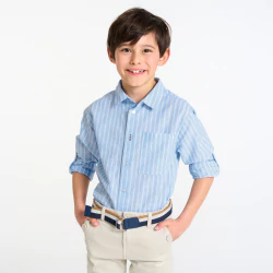 Boy's blue linen striped shirt