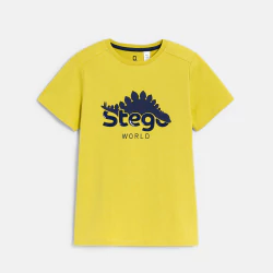 Boy's yellow dinosaur motif T-shirt