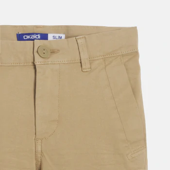 Plain-colored slim fit canvas bermuda shorts