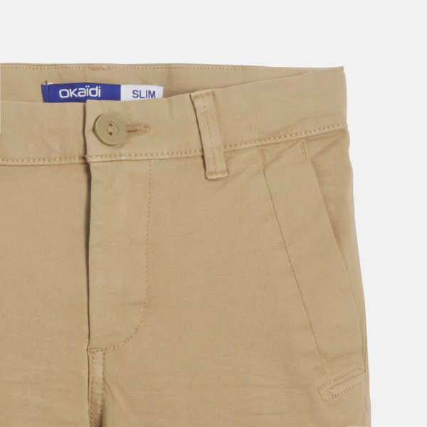 Plain-colored slim fit canvas bermuda shorts