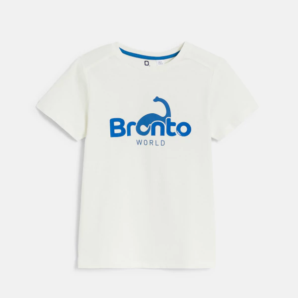 Boy's white dinosaur motif T-shirt