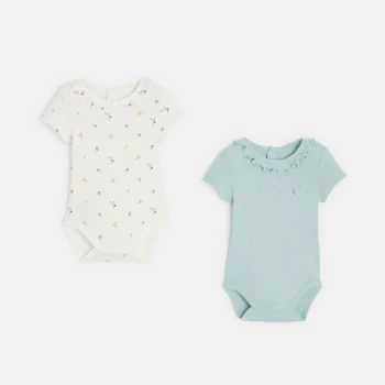 Baby girl's green cotton bodysuit (set of 2)