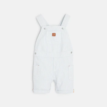 Baby boy's blue striped overalls and T-shirt