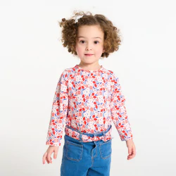 Baby girl's flat rib weave pink floral T-shirt