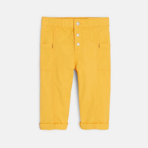 Baby boy's yellow peach-skin fabric trousers