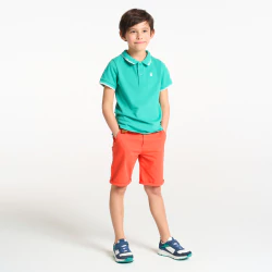 Boy's orange canvas Bermuda shorts + belt