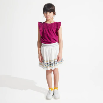 Girls' broderie anglaise T-shirt