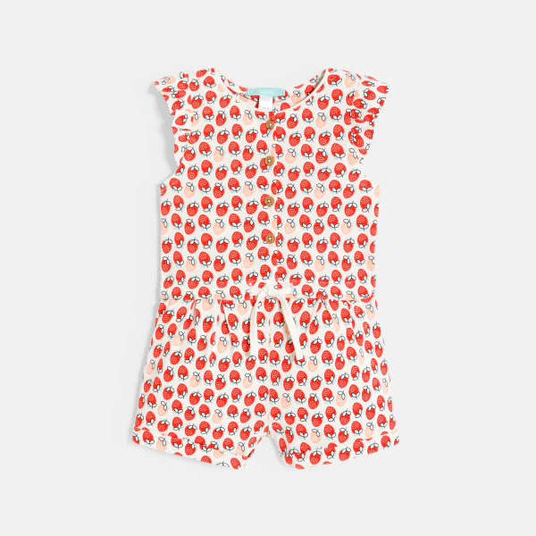 Baby girl's pink strawberry playsuit