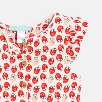 Baby girl's pink strawberry playsuit