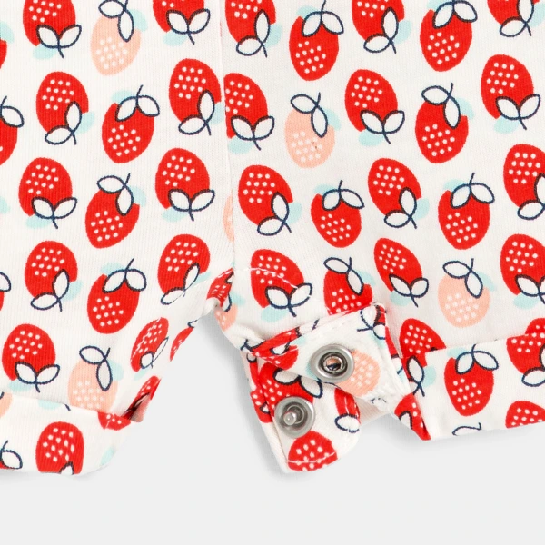 جمبسوت قصيرة بطبعة الفراولة باللون الأحمر للفتيات الصغيرات جمبسوت قصيرة بطبعة الفراولة باللون الأحمر للفتيات الصغيرات