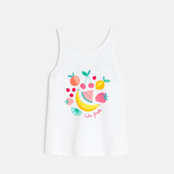 Girl's white fruit motif vest top