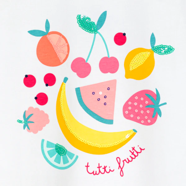 Girl's white fruit motif vest top
