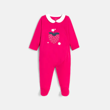 Baby girl's strawberry pink interlock cotton babygrow