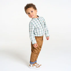 Baby boy's brown textured cotton trousers