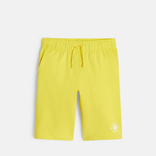 Boy's yellow fleece Bermuda shorts