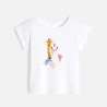 Baby girl's white smocked-sleeve T-shirt