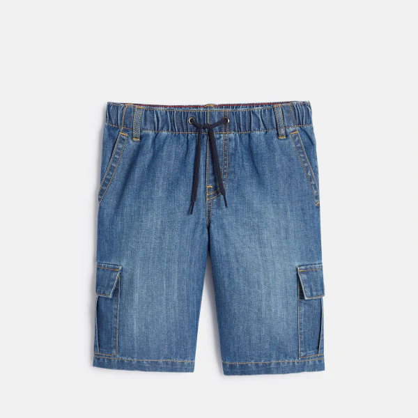Boy's blue denim faded Bermuda shorts