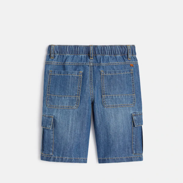 Boy's blue denim faded Bermuda shorts