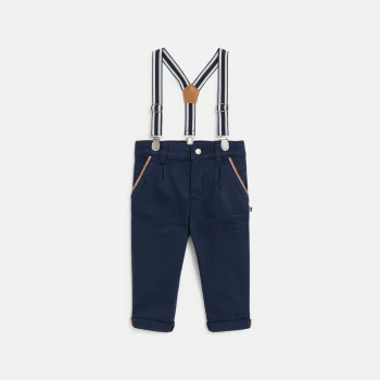 Baby boy's blue trousers with darts and braces