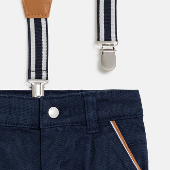 Baby boy's blue trousers with darts and braces