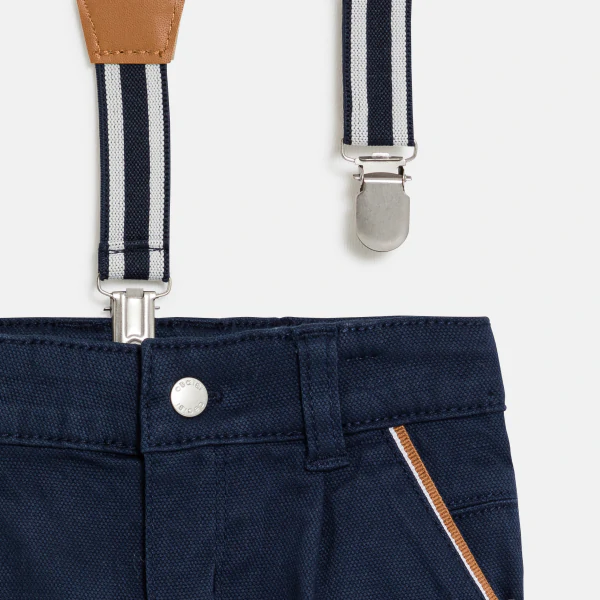 Baby boy's blue trousers with darts and braces