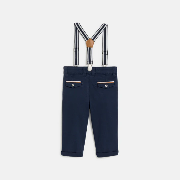 Baby boy's blue trousers with darts and braces