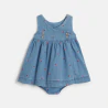 Baby girl's blue denim strawberry wrap dress