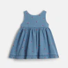 Baby girl's blue denim strawberry wrap dress