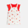 Baby girl's red fruit dungaree dress and T-shirt