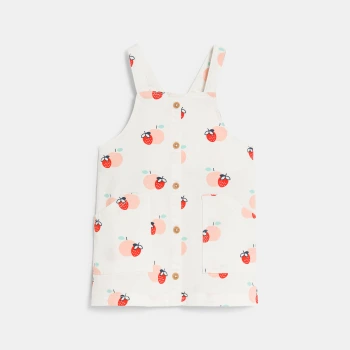 فستان سالوبيت بطبعة الفواكه مع تيشرت باللون الأحمر للفتيات الصغيرات