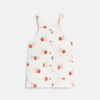 Baby girl's red fruit dungaree dress and T-shirt