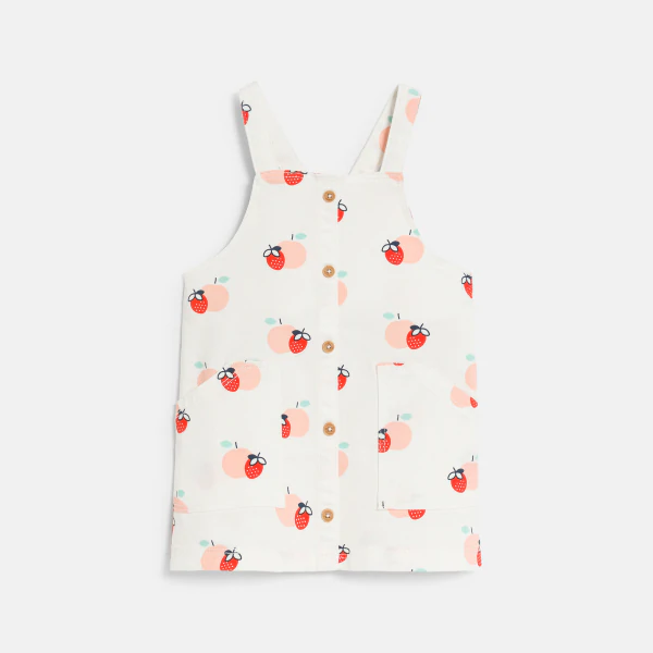 Baby girl's red fruit dungaree dress and T-shirt