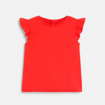 Baby girl's red fruit dungaree dress and T-shirt