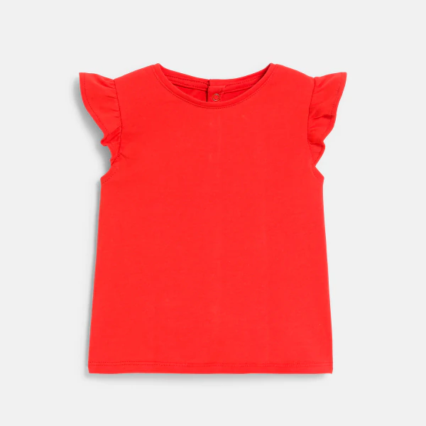 Baby girl's red fruit dungaree dress and T-shirt