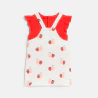 Baby girl's red fruit dungaree dress and T-shirt